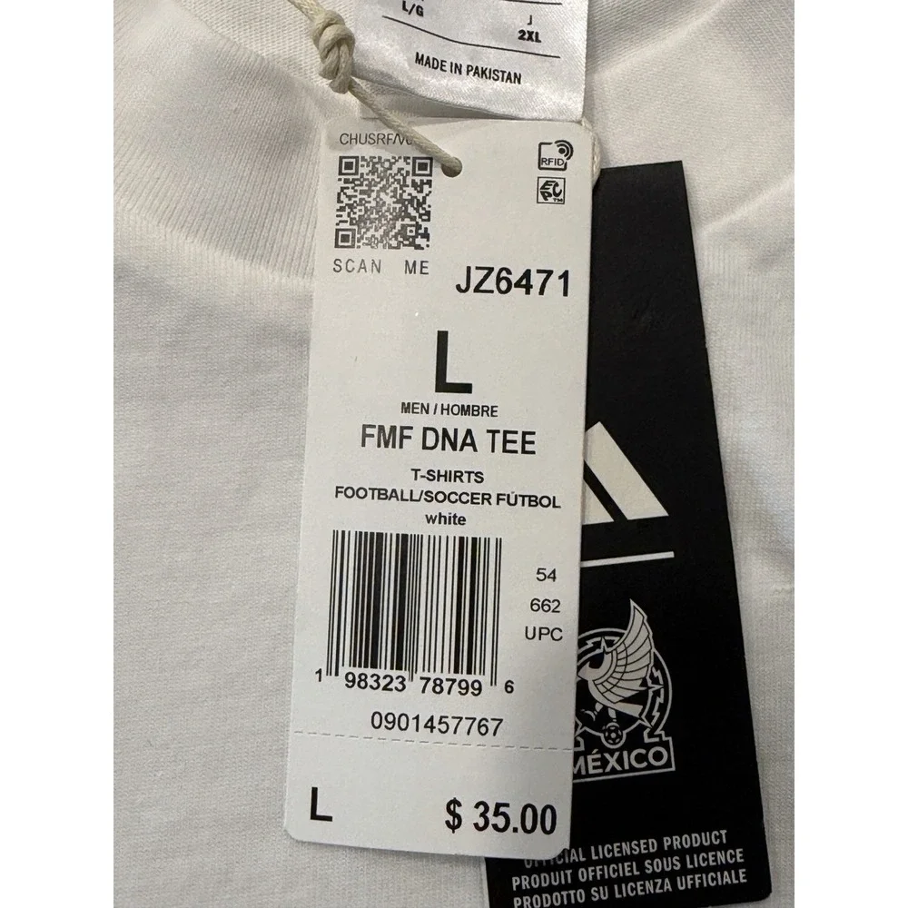 Adidas FMF Mexico DNA Tee Mens White Soccer Shirt JZ6471 NWT